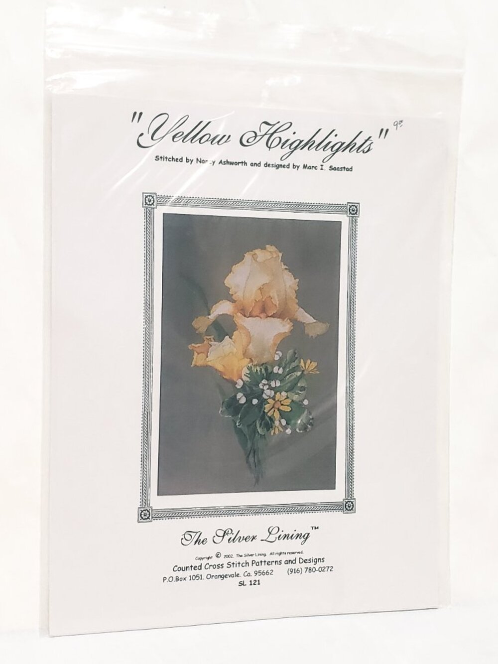 Yellow Highlights Iris The Silver Lining Cross Stitch Pattern 2002 Marc Saastad